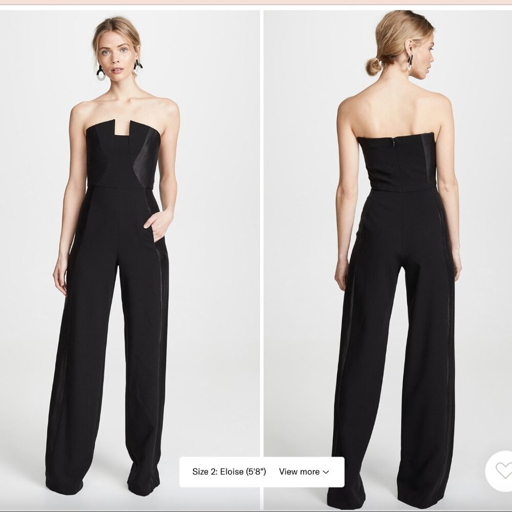 Black Halo Lena Jumpsuit - Black Tuxedo Trim - 10